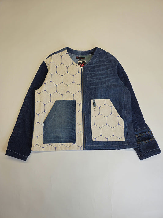 Denim Cardigan Honeycomb Jacket